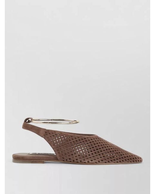 Jil Sander Brown Goat Leather Slingback Sandals Pointed Toe