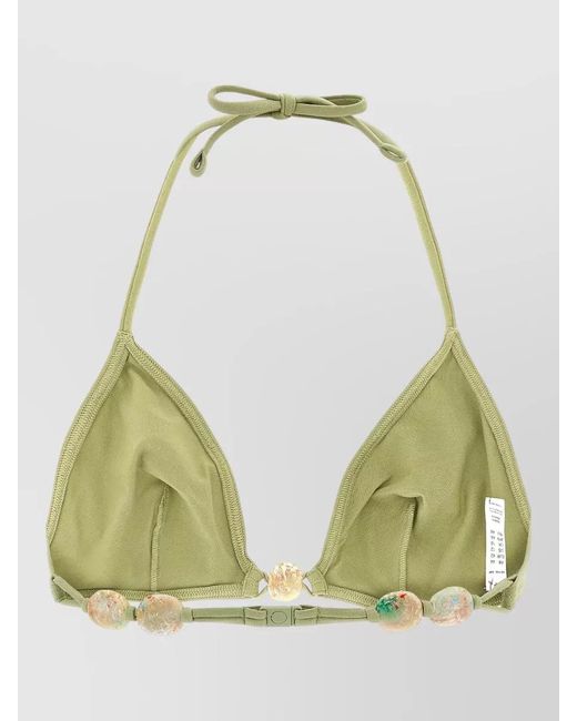 Eres Green Alva Halter Triangle Bikini Top Beaded