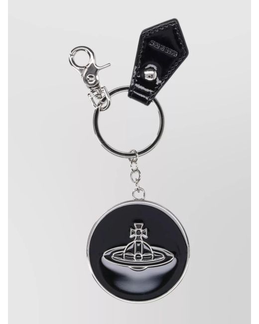 Vivienne Westwood Black Key Holder With Metallic Finish And Keyring Attachment