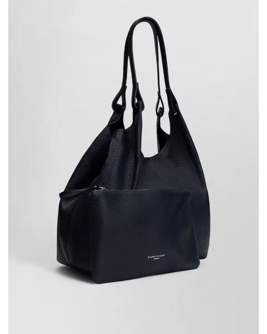 Gianni Chiarini Black Tote Shoulder Bag And Matching Pouch