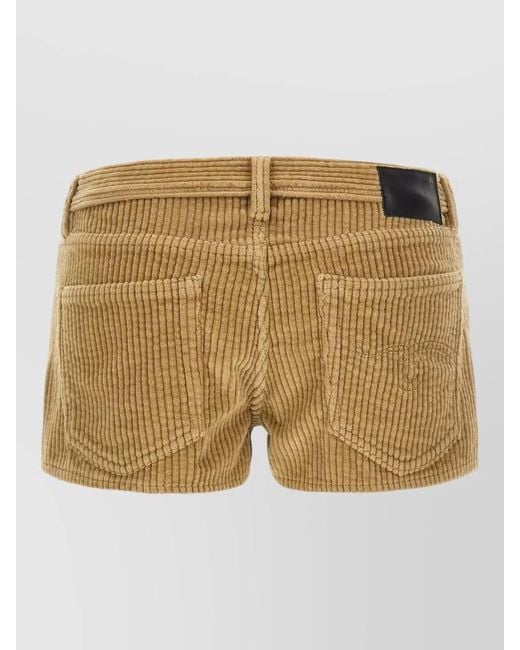 R13 Natural Effie Corduroy Shorts Belt Loop Pockets