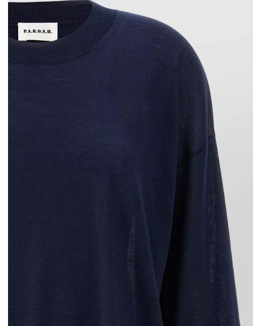 P.A.R.O.S.H. Blue Knit Sweater Round Neck Long Sleeves