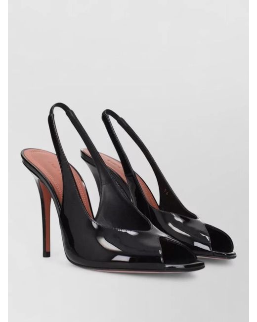 AMINA MUADDI Black Patent Leather Stiletto Sandals