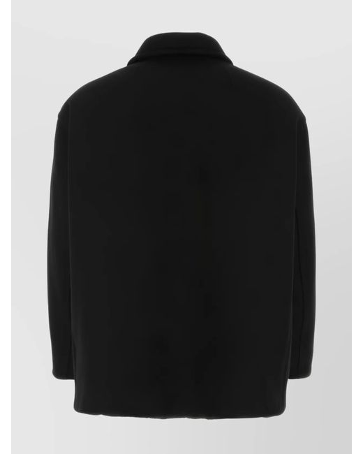 Valentino Garavani Black Single-Breasted Wool-Blend Coat for men