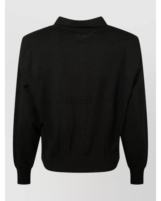 Frankie Shop Black Cropped Croydon Wool Blend Polo Top