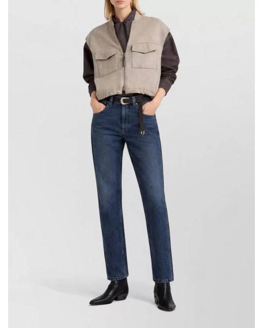 Brunello Cucinelli Blue Denim High-Rise Straight-Leg Jeans