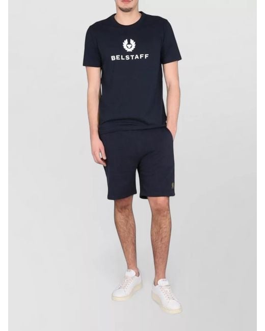 Belstaff Blue Cotton Logo-Print Deck Shorts for men