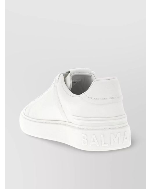 Balmain White Leather Low-Top Sneakers