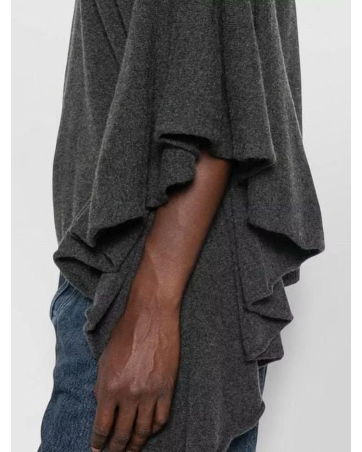 Uma Wang Black Cashmere Crew Neck Sweater Ruffle Sleeves