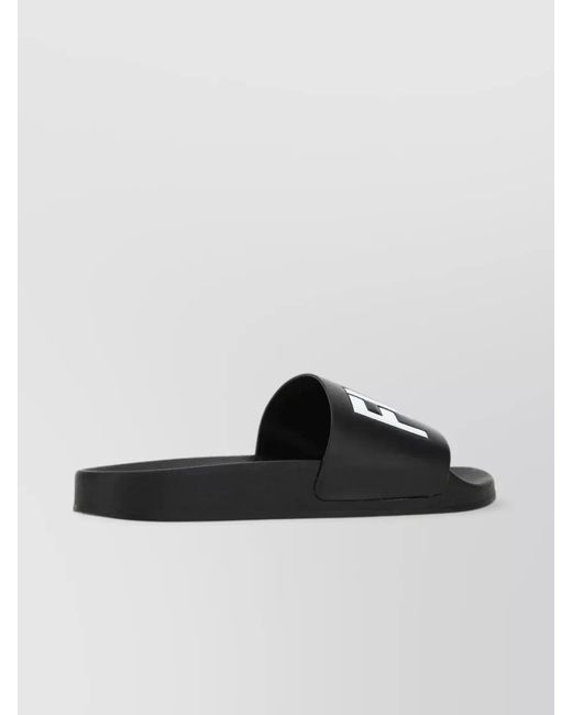 VTMNTS Black Rubber Logo-Print Slippers for men