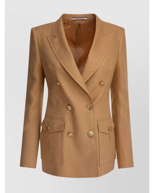 Tagliatore Brown Linen Blazer