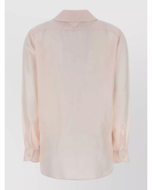 Prada White Silk Shirt Long Sleeves Regular Fit for men