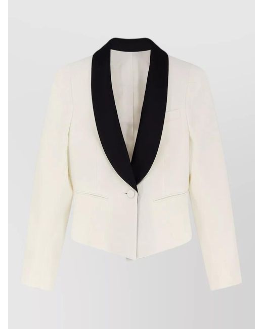 McQueen Natural Wool Blazer Contrasting Satin Lapel Tailoring