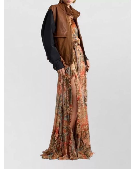 Etro Brown Shirt Frill Collar Paisley Print Design