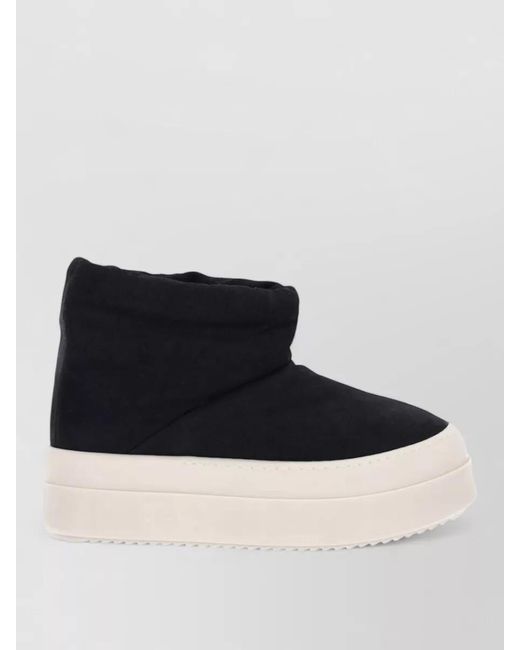Rick Owens Black Ankle Height Sneakers Soft Fabric Round Shape