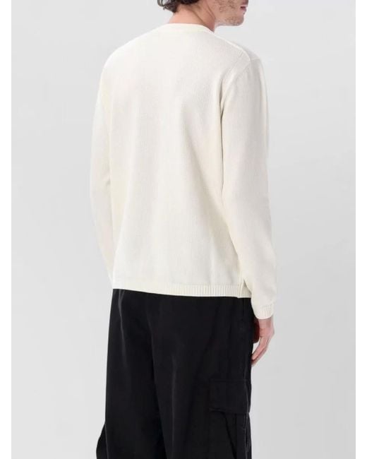 Stone Island White Cotton Micro-Knit Crew-Neck Relaxed-Fit Jumper for men