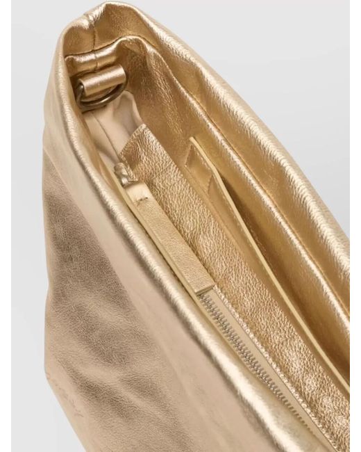 Marsèll Natural Fanta Asymmetric Metallic Halfmoon Shoulder Clutch