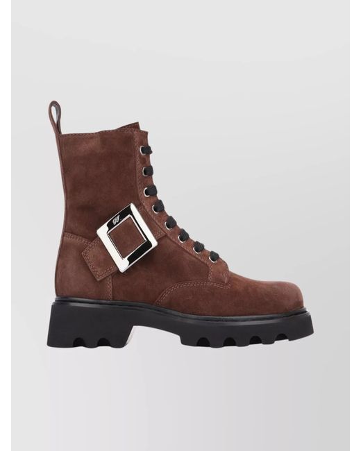 Roger Vivier Brown Lace-Up Ankle Boots