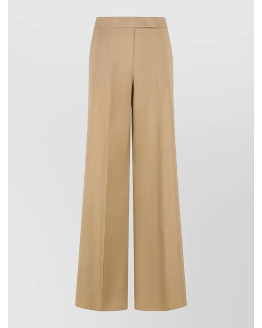 Max Mara Natural Bronte Virgin Wool Blend Wide Leg Pants