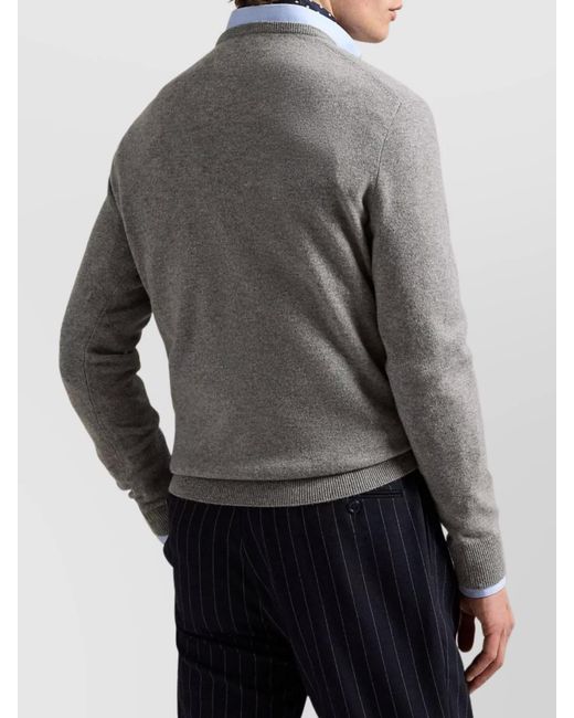 Polo Ralph Lauren Gray Crew Neck Ribbed Knit Sweater for men