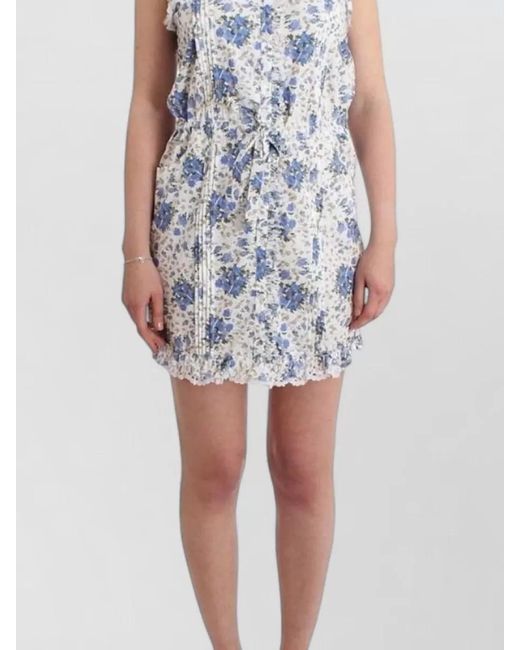Ermanno Scervino Blue Floral Beach Mini Dress Square Neckline