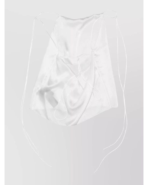 Ann Demeulemeester White Silk Satin Sleeveless Blouse