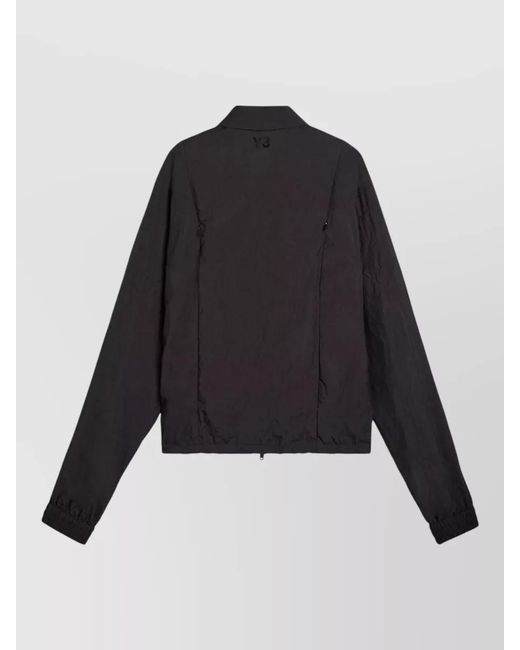 Y-3 Black Nylon Jacket Pointed Collar Long Sleeves