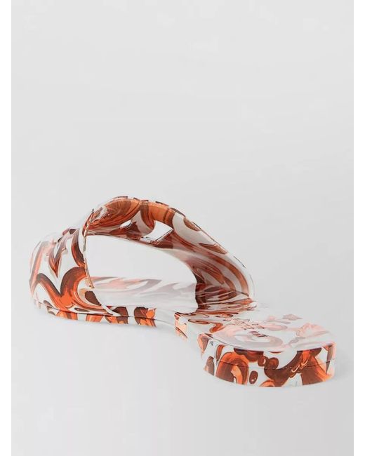 Dolce & Gabbana Pink Bianca Flat Slides Open Toe Print