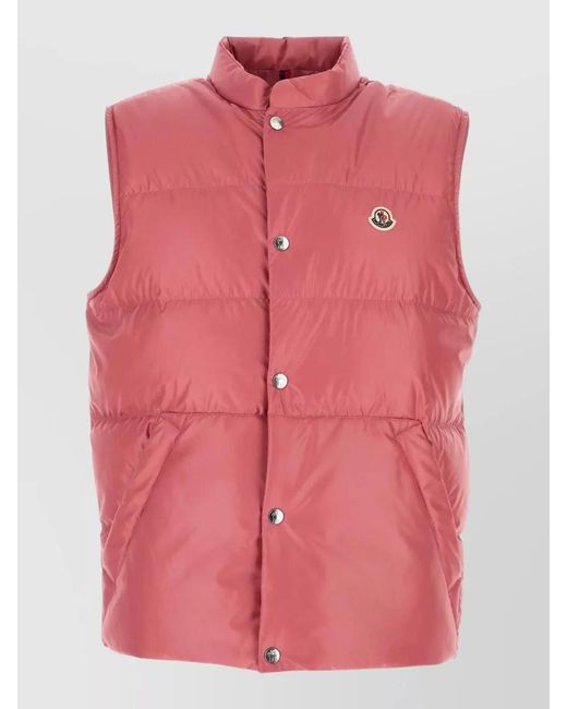 Moncler Pink Restigo Polyester Down Sleeveless Jacket Pockets for men