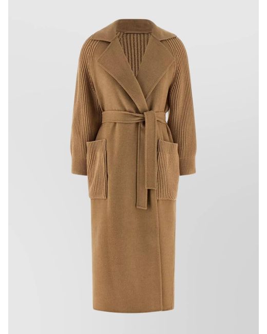 Max Mara Natural Camel Wool Single Breasted Coat