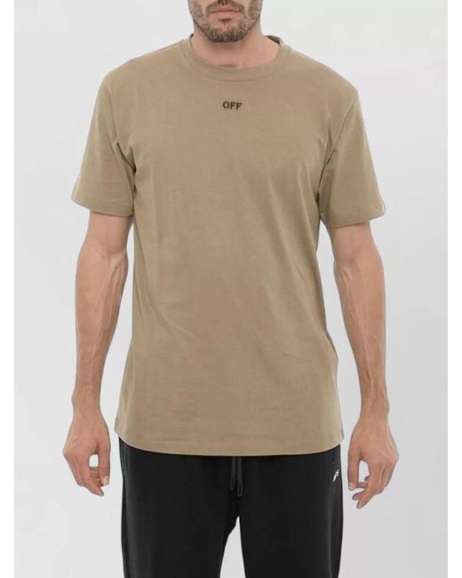Off-White c/o Virgil Abloh Natural Slim-Fit Embroidered-Logo T-Shirt for men