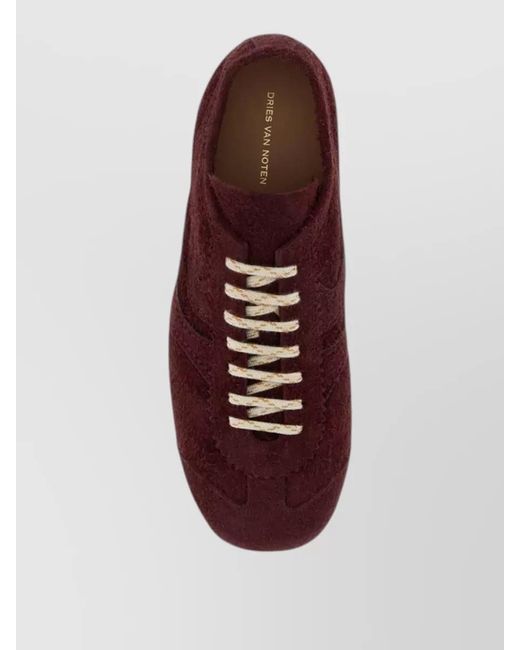 Dries Van Noten Red Suede Low-Top Sneakers