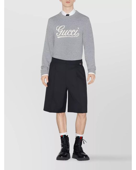 Gucci Black Wool Blend Regular Fit Bermuda Shorts for men