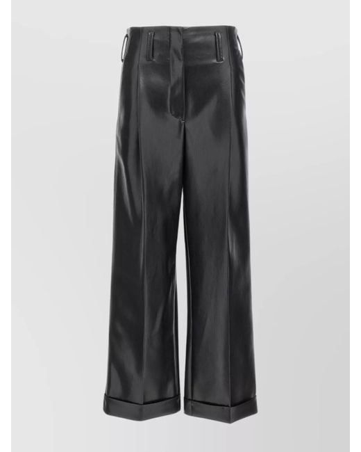 Philosophy Gray Faux Leather Wide-Leg Trousers