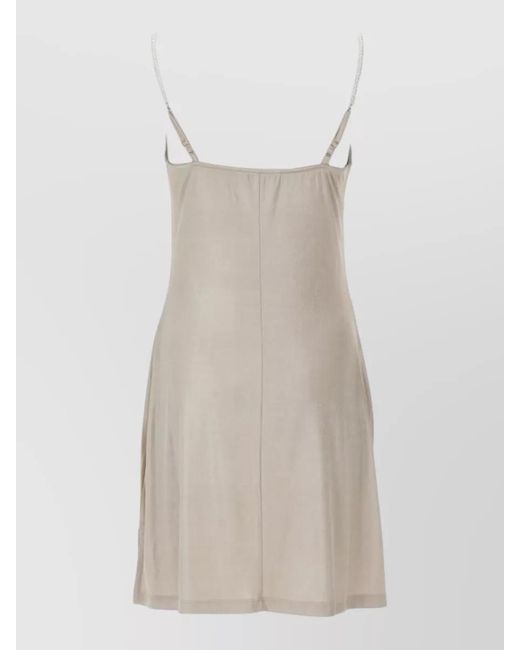 Versace Jeans Couture Natural Cowl Neck Satin Midi Dress Spaghetti Straps
