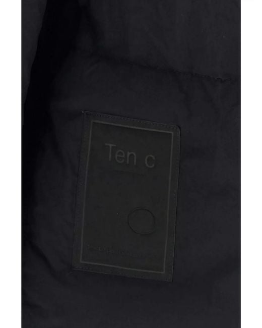C P Company Black Nylon Down Jacket With Hood And Pockets for men