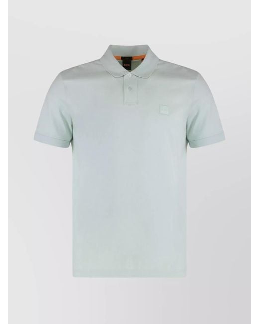 Boss Blue Comfortable Polo Shirt Made From Elastic Cotton for men