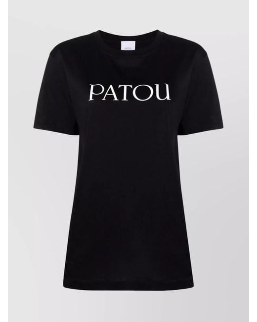 Patou Black Cotton Logo Print Short Sleeve T-Shirt
