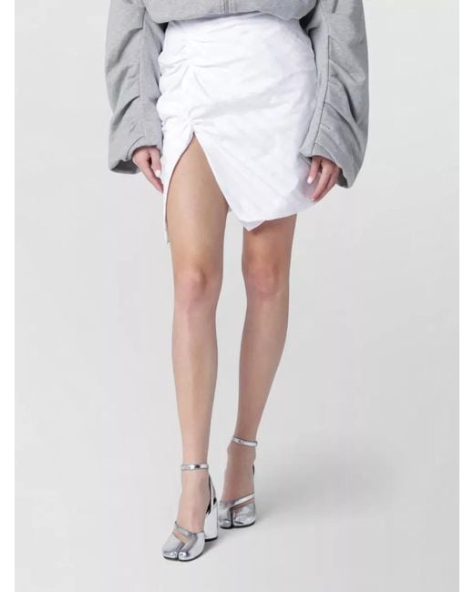 Vivienne Westwood White Asymmetric Hem High Waist Mini Skirt