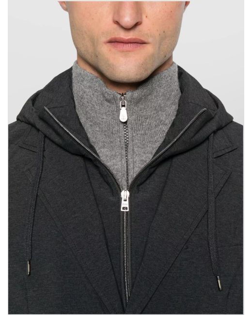 Herno Black Blazer Hood Flap Pockets for men