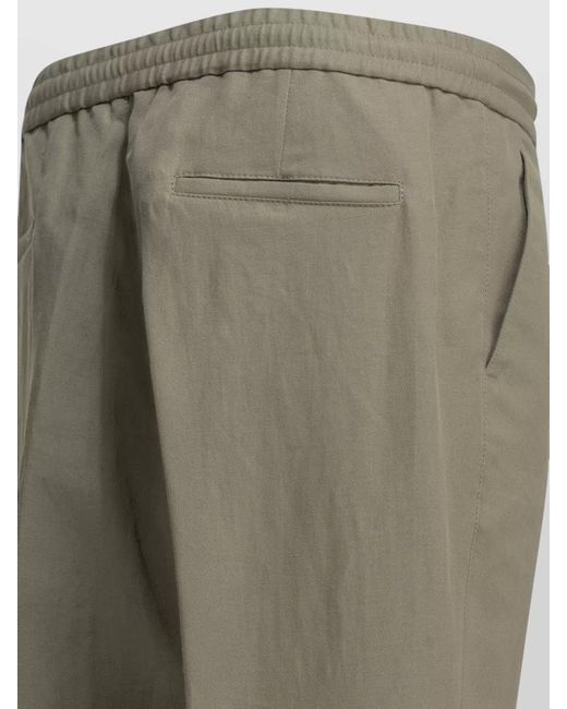 Brunello Cucinelli Green Linen Cotton Shorts Back Pockets Pleats for men