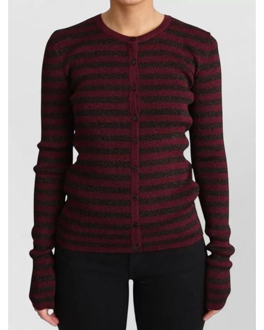 Dolce & Gabbana Purple Striped Viscose Cardigan Sweater Metallic Sheen