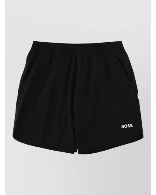 Boss Black Logo Beach Shorts Side Stripes for men
