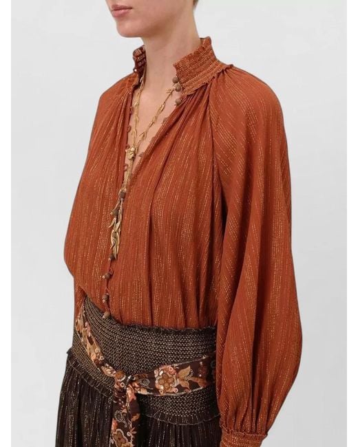 Zimmermann Brown Gathered Cold Shoulder Mini Top