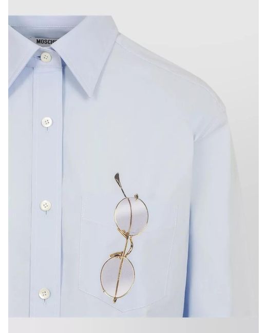 Moschino Blue Cotton Long-Sleeve Shirt