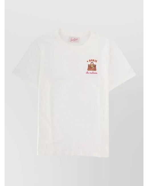 Mc2 Saint Barth White Emilie Crew Neck Embroidered Casual T Shirt