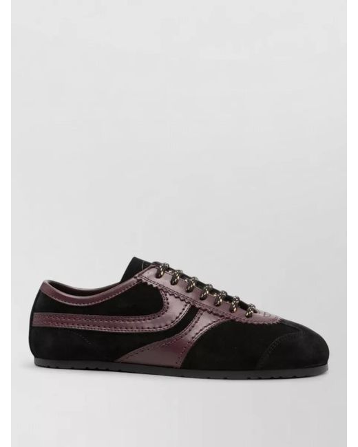 Dries Van Noten Black Lace Sneakers Low Top Suede Panels