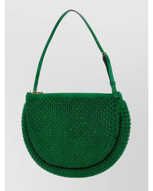 J.W. Anderson Green Suede Moon Shoulder Bag With Studded Strap