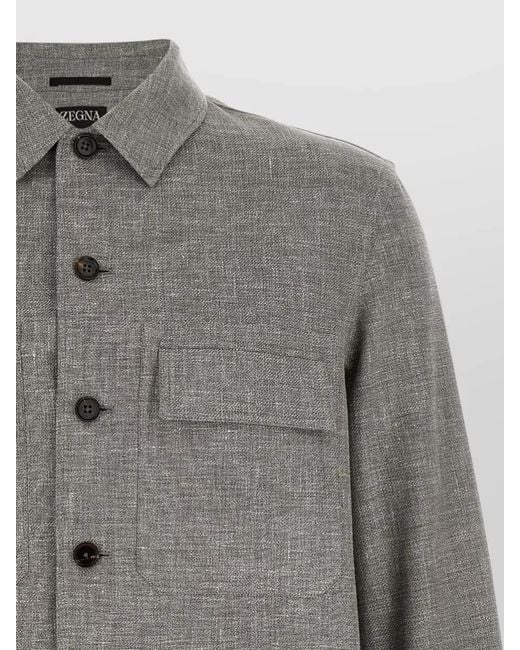 Zegna Gray Regular Woven Shirt for men