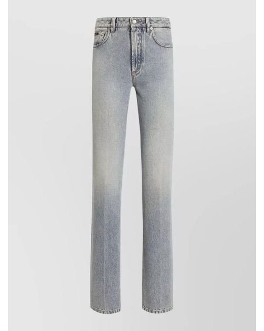 Dolce & Gabbana Gray Denim Five Pocket Trousers Faded Wash